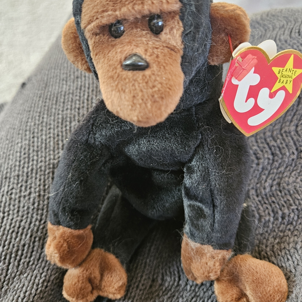 Ty Plush Monkey in Black and Brown. Congo 1996